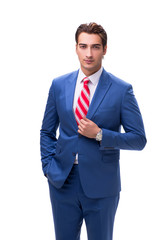 Handsome young businessman isolated on white background