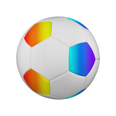 Obraz premium Soccer ball realistic 3d raster illustration. Isolated football ball on white background. International sports competition.