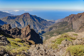 Mountain landscape. Caldera de Taburiente, La Palma, from Roque de los Muchachos
