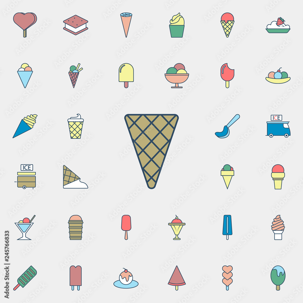 Poster ice cream cones colored dusk style icon. ice cream icons universal set for web and mobile