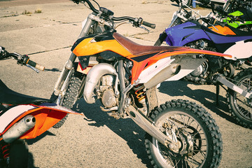 Motocross bike Enduro in the Parking lot
