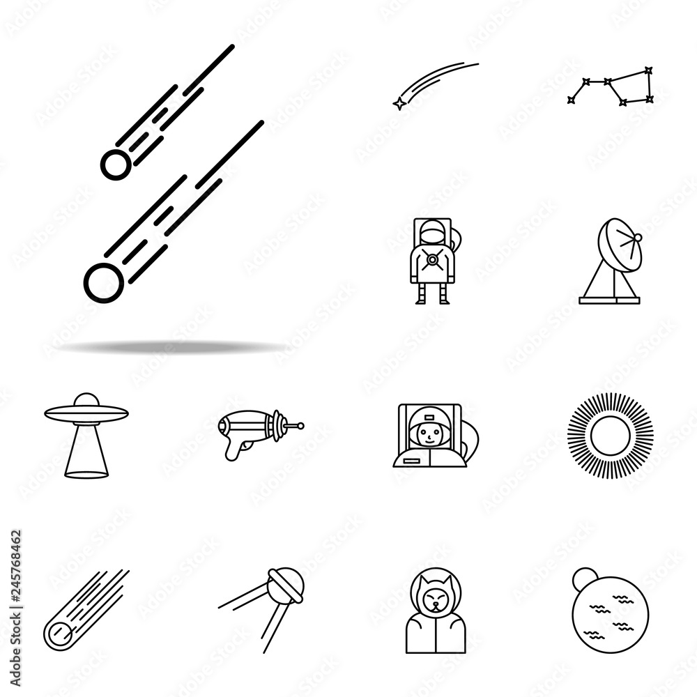 Poster comet icon. cartooning space icons universal set for web and mobile