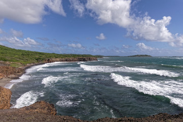 Fototapeta na wymiar Atlantic coastline of Martinique in Sainte-Anne, FWI