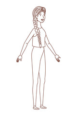 young woman standing avatar character