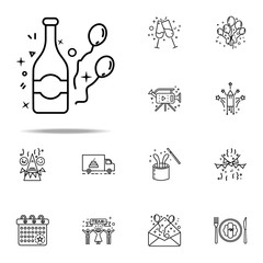 champagne and balls dusk style icon. Birthday icons universal set for web and mobile