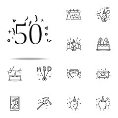 Anniversary of 50th dusk style icon. Birthday icons universal set for web and mobile