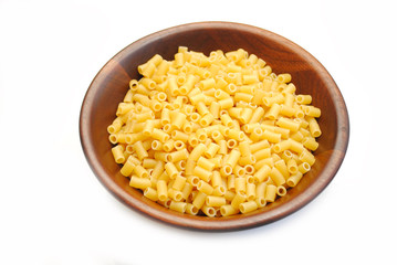 Dry Ditali Pasta in a Wooden Bowl