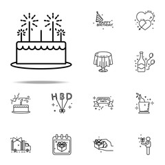 birthday cake dusk style icon. Birthday icons universal set for web and mobile