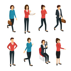 Fototapeta premium Cartoon Woman Character Various Types and Poses Set. Vector