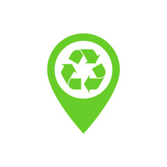 Location pin icon with recycling symbol