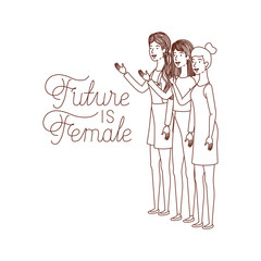 women with label future is female character