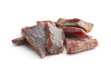 Beef jerky pieces.