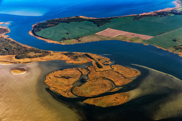 Kleine Werder, Insel, Zingst, Mecklenburg-Vorpommern, Deutschland, Luftbild aus dem Flugzeug