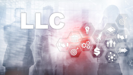 Limited Liability Company concept. Icons on virtual screen. Business Background.