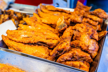 Street food: cod fish fry take away meal