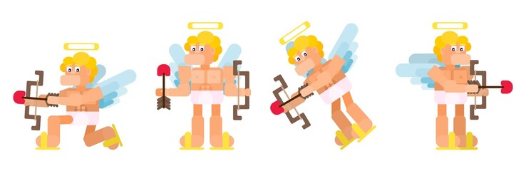 flat funny cupid set in different poses