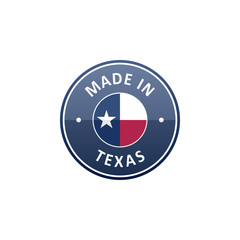 "Made in Texas" round label with The flag of Texas