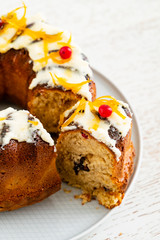 Easter cake with cherrries and orange zest