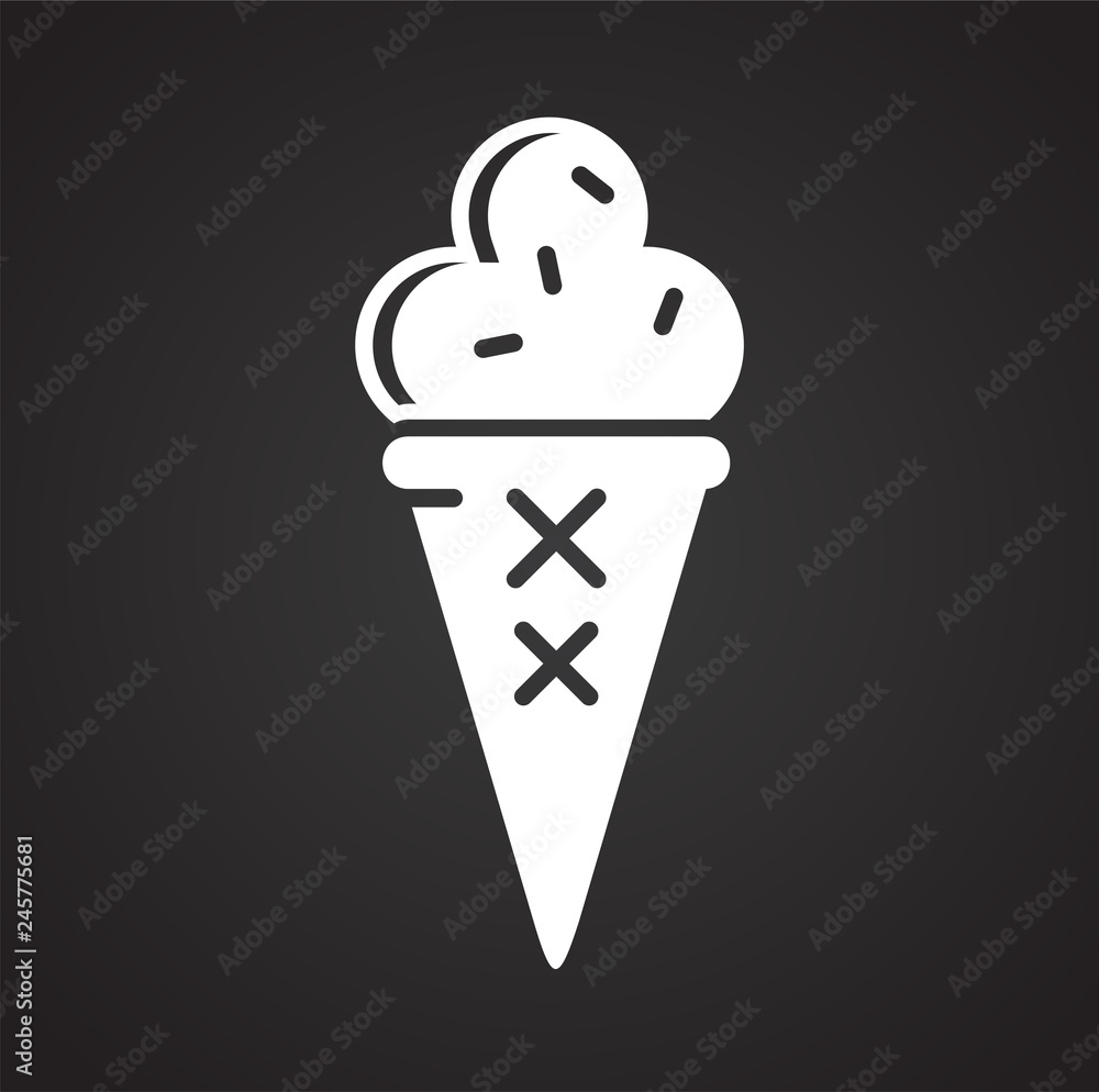 Poster Ice cream icon on black background for graphic and web design, Modern simple vector sign. Internet concept. Trendy symbol for website design web button or mobile app