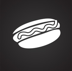 Hot dog icon on black background for graphic and web design, Modern simple vector sign. Internet concept. Trendy symbol for website design web button or mobile app
