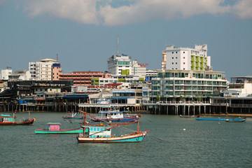 Boats near Pattaya bay, Gulf of Siam, Thailand