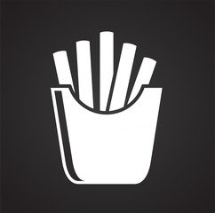 Fototapeta premium French fries icon on black background for graphic and web design, Modern simple vector sign. Internet concept. Trendy symbol for website design web button or mobile app