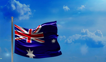 Flag of  Australia  on cloudy sky