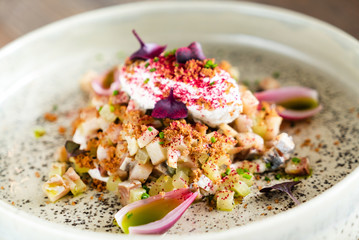 vegetables with poached egg
