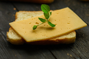 cheese, sandwich, mint, bread (delicious snack). Top. Food background