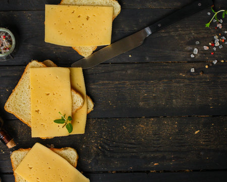 cheese, sandwich, mint, bread (delicious snack). Top. Food background