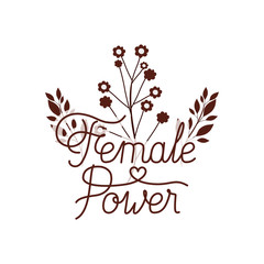 female power label with flower isolated icon