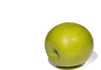  one big green apple on white background