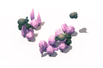 Autumn Fall forest lowpoly isometric background 3d illustration.