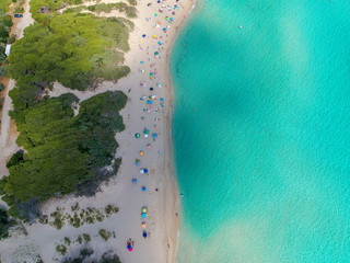 The beach in Punta Prisciutto, Puglia, Italy. Drone aerial photo