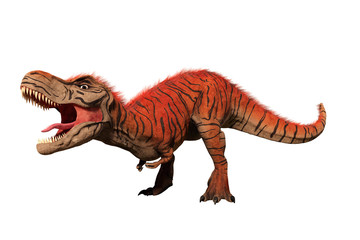 Tyrannosaurus rex, T-rex dinosaur from the Jurassic period (3d illustration isolated on white background)