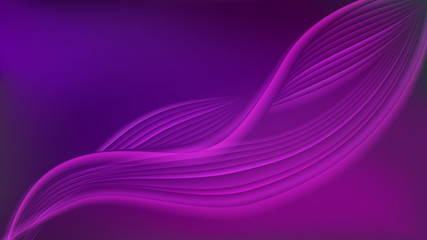 Horizontal abstract background with wavy blurred shapes. Wallpaper template is vibrant purple gradient. Vector illustration.