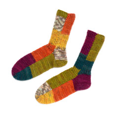 Colored socks. Knitted Colorful woolen socks.