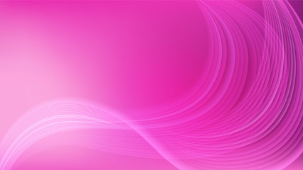 Horizontal abstract color background with wavy blurred shapes. Wallpaper template is vibrant pink gradient. Vector illustration.
