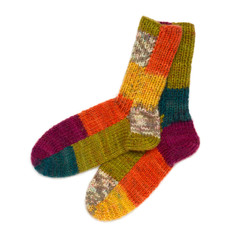 Colored socks. Knitted Colorful woolen socks.