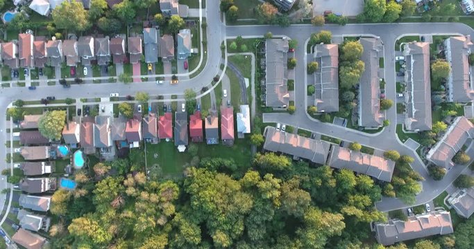 Densely Populated Area Aerial View Flyover Drone