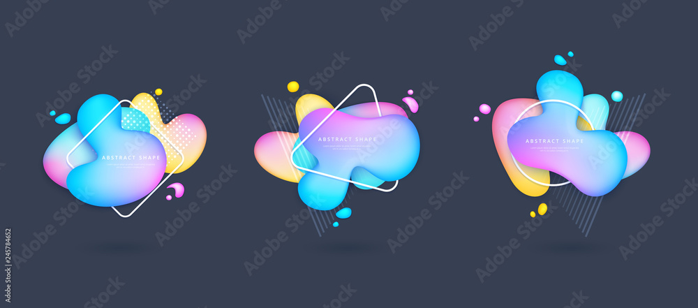 Poster abstract vector background multicolored rounded shapes on black