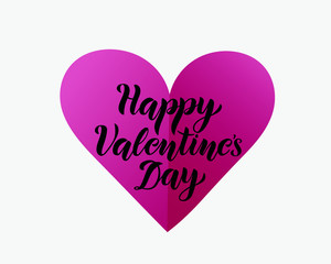 Happy Valentine's Day - Handwritten lettering quote with heart for postcard, invitation, poster, banner, web. Modern brushpen calligraphy. Vector illustration EPS10.