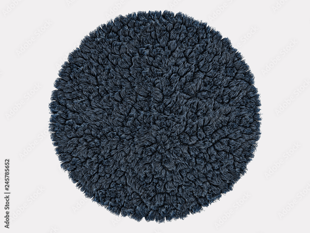 Aufkleber fluffy round carpet on a white background 3d rendering