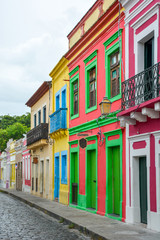 The historic architecture of Olinda in Pernambuco, Brazil with its colonial buildings and...