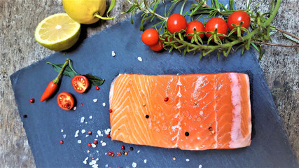 Salted salmon fillet with spices