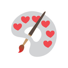 palette and valentines day concept. vector design illustration