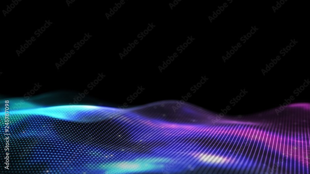 Poster 3d abstract digital technology background. futuristic sci-fi user interface concept with gradient do