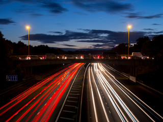 Fototapeta na wymiar europe, UK, England, Surrey, M3 motorway light trails