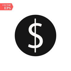 dollar coin icon. Money sign. Currency symbol. Finance illustration eps 10