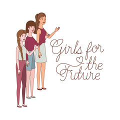 women with label girl for the future character